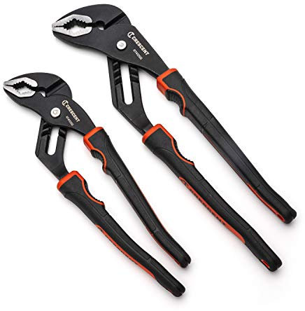 Crescent RT400SGSET2 2 Piece 254mm/10-Inch and 305mm/12-Inch Super Grip Tongue and Groove/Waterpump Pliers Set - Red/Black