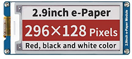 Waveshare 2.9Inch E-Paper Display Module(B) 296x128 Resolution 3.3v/5v E-Ink Electronic Paper Screen,Red Black White Three-Color Display for Raspberry Pi/Jetson Nano/Arduino/STM32