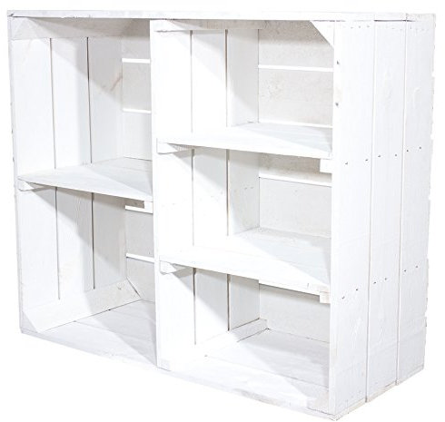 Juego de 2 – Shabby Chic madera armario en blanco – 5 estantes – Fruta (Caja de madera caja de caja de almacenamiento de madera botellero como – Zapatero Estante con libros – Armario ropero 77 x 68 x)