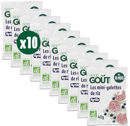 GOOD GOÛT - Mini-Galettes De Riz À La Myrtille - Biscuits Bébé - Dès 10 Mois - Légères Et Fondantes - Format Nomade - 8x40g