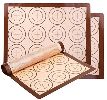 Lot de 3 tapis de cuisson en silicone – antiadhésif en silicone Liner pour cuisson Poêles et à rouler avec mesures, résistant à la chaleur Cookie Feuilles pour MacaronptisserieCookie (40,6 x