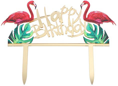 Toyvian Geburtstag Kuchen Topper mit Happy Birthday Flamingo Cake Decoration für Geburtstags Party Dekoration