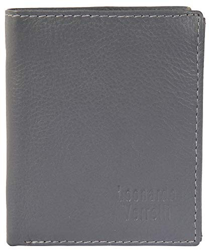 LEONARDO VERRELLI – Herren Echtleder Geldbörse Vintage Look 10x9cm 3000211 (Grau)