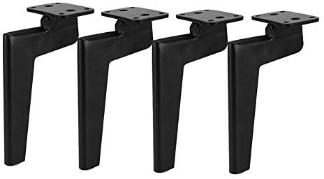NWHJ Furniture Legs, Set of 4, Metal Wrought Iron Spray Paint Black Cabinet Feet, Right Angle Type, 175mm Height