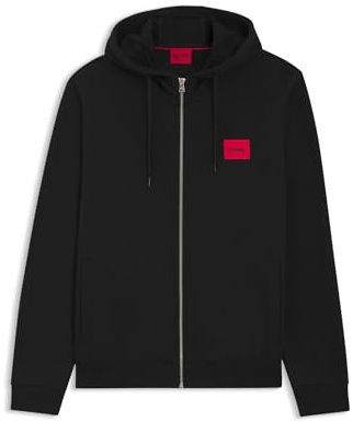 Hugo Herren Regular Fit Square Logo Jersey Hooded Zip Up Sweatshirt Kapuzenpullover (1er Pack)