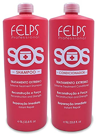 Felps Professional S.O.S. Recovery Shampoo & Conditioner für Geschädigtes Haar (2x) 1000 ml mit Hydrolysiertem Keratin und Moringa-Öl