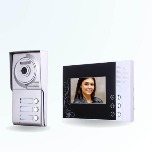 BT Security Portier interphone vidéo Classic 4 Fils - 3 Appartements - 3 écrans Noirs