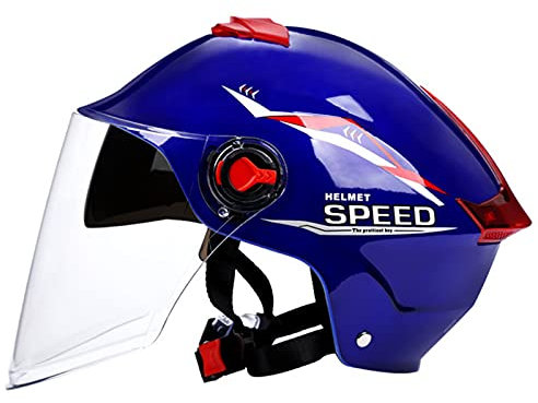 Casque Ouvert Casque Moto Jet Vintage Demi-Casque De Moto Rétro Casque Mobylette Bols Open Face Casque Street Scooter Bike Moped Casque Certification DOT/ECE,Bleu