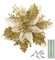 Tomaibaby 12Pcs Weihnachtsglitter Weihnachtsstern Blumen, Weihnachtsbaum Blumenschmuck Künstliche Blumen mit Stielen und Clips für Hochzeitsfest Kranz (Golden)