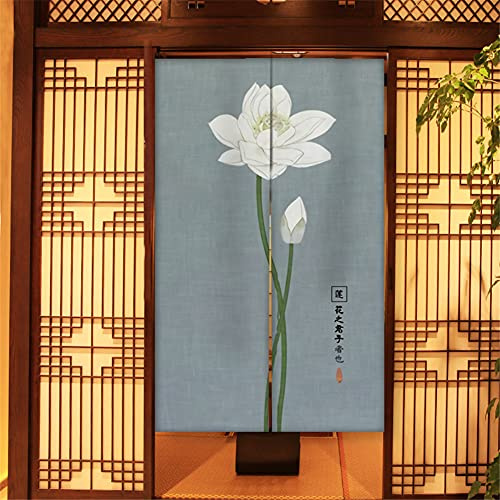 Hiseng Noren Tenda Giapponese della Porta Tappezzeria, Divisorio Stile Curtain Tapestry Cucina Ristorante Negozio Camera Doorway Corridoio Decorazione (Mazzo grigio,85x180cm)