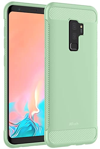JETech Dünne Hülle für Samsung Galaxy S9 Plus, Dünne Handyhülle mit Stoßdämpfung und Kohlefaser Design (Grün)