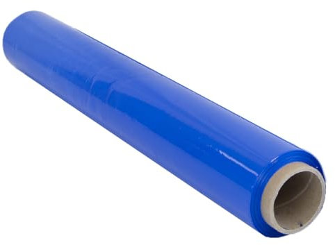 Film pour emballer 50 cm de large et étirable jusqu'à 300 mètres de longueur - Rouleau de film élastique manuel pour emballage industriel - Ofituria (Bleu, 1 Roleau)