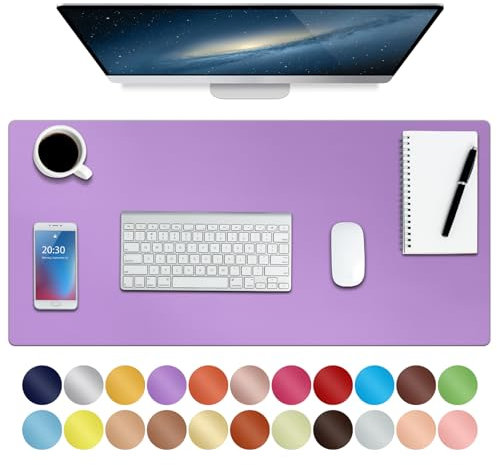 Leather Desk Mat,Desk Pad,Desktop mat,Waterproof Desk Mat for Desktop, Desk Mat for Keyboard and Mouse,Leather Mouse Pad Protector for Office and Home,76 * 36.5cm (M Purple)