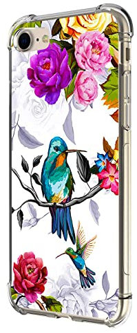 Beaucov Case for iPhone SE 3rd Gen 2022, Hummingbird in Flowers Bird Drop Protection Shockproof Case TPU Full Body Protective Scratch-Resistant Cover for iPhone SE 2020,iPhone 7 8