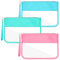 Sanwuta Preppy MakeupTasche, transparent, ReißverschlussTaschen für Reisen, transparent, PVC, flache Tasche, Nylon, transparent, MakeupTaschen, Kosmetiktaschen, Reisen, transparente