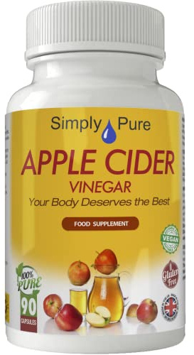 Simply Pure Apple Cider Vinegar Capsules | Made in the UK | Gut Health & Weight Management | 600mg Capsules x 90 | Gluten Free | GM Free | Vegan