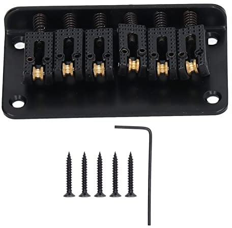 Chevalet de basse vintage à 5 cordes,Chevalet Rigide à Chargement Par le Dessus,Chrome,Par le Dessus Pour Guitare Sans Trémolo à 6 Cordes(noir)