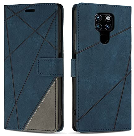 SONWO Hülle für Huawei Mate 20, Premium PU Leder Handyhülle Flip Case Wallet Silikon Schutzhülle Klapphülle für Huawei Mate 20, Blau
