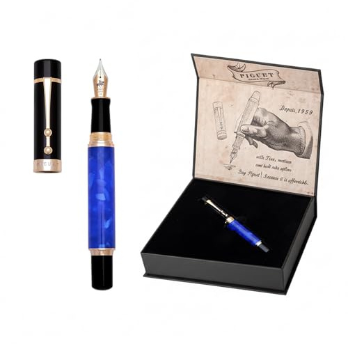Piguet - Luxury Rollerball and Fountain Pen with Gold Plated Nib (Fountain Pen, Océan-Blue)