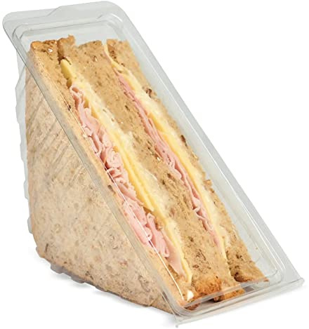 Sunrise Packaging 50 x Deep Fill Sandwich Wedges with Hinged Lids - Recyclable Clear Container/Sandwich Triangle/Lunch Box/Pack Lunch