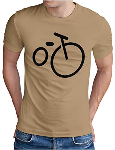 OM3® Minimalistic Bicycle Fahrrad T-Shirt - Herren - Rad Bike Radsport Radfahrer - Khaki, XL