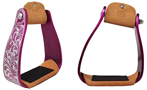 CHALLENGER Horse Western 51227PK Steigbügel, abgewinkelt, abgewinkelt, Aluminium, 12,7 cm, Rosa