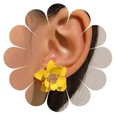 Allereya Vintage Blumen Ohrstecker Acryl Blumen Ohrringe Matt Blumen Ohrringe Gelb Blumen Ohrstecker Schmuck Für Frauen Und Mädchen (gelb)