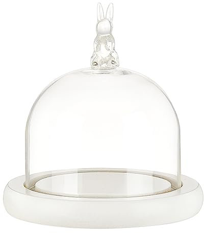 nbeads Runde Glaskuppel-Cloche, Mini Glas Cloche Kuppel Klar Bell Jar Cloche Pflanze Terrarium Dekor Mit Weißem Holzsockel 11.65×12.3cm Für Blumen Kunsthandwerk Dekorationen