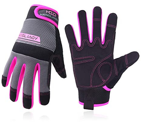 HLDD HANDLANDY Damen-Arbeitshandschuhe, ultraleichte Sicherheitshandschuhe für Mechaniker, Gartenarbeit und Heimwerker mit Touchscreen-Funktion