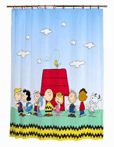 Franco Peanuts Duschvorhang- und Ring-Set, 13-teilig, offizielles Lizenzprodukt