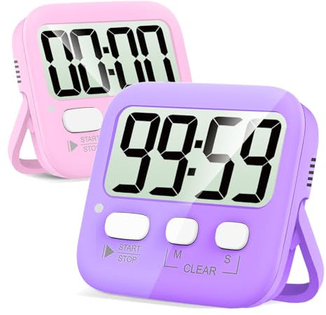 Antonki 2 Pack Digital Timer for Kids, Magnetic Countdown Kitchen Timers for Cooking, Egg, Classroom, Teacher, Exercise, Study, Oven - Battery Included
