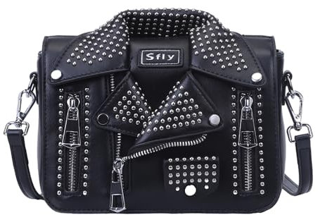 Sfly Damen-Umhängetasche, Kettenriemen, Schultertasche, Leder, Umhängetasche, Handtasche, Abendtasche, Clutch, Geldbörse, einzigartige süße Jackentasche, D-schwarz