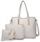 Miss Lulu Handtasche Damen Shopper Schultertasche Groß Henkeltasche Tragetasche Aktentasche Tasche Tote für Büro Schule Einkauf Reise Elegant PU Leder 3 Stück Set
