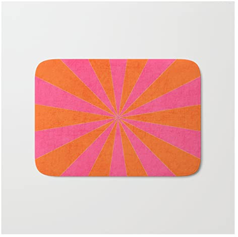 Fussmatten Orange Und Pink Starburst, Fußmatte Rutschfester Eingangsmatte Waschbar Teppich Für Schlafzimmer Küche Garten 40X60Cm