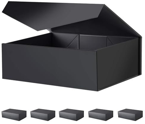 BLK&WH 6 große Geschenkboxen mit magnetischen Deckeln, 34,9 x 22,9 x 10,4 cm (mattschwarz)