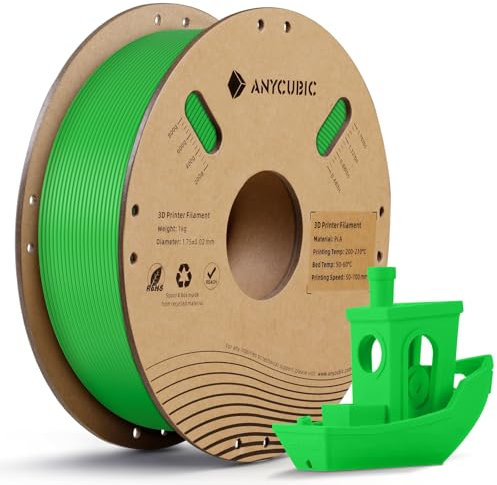 ANYCUBIC PLA Filament 1.75mm Grün, 3D Drucker Filament PLA, Filament 3d Druckmaterialien für FDM 3D-Drucker, Vakuumverpackung, RFID für Intelligentes Drucken, 1kg PLA Klassisches Grün