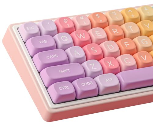 Tsungup MOA-Profiltasten, PBT, niedliche Regenbogen-Süßigkeitstasten mit 126 Tasten für Farbsublimation, benutzerdefiniertes Tastenset mit Tastenabzieher, für Cherry Gateron MX Swithes