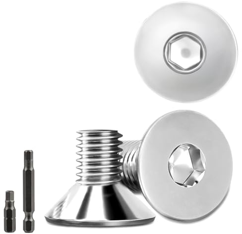 40 viti a testa svasata in acciaio inox M8 x 10 mm, viti in acciaio inox DIN 7991/ISO 10642, a testa svasata con 2 viti a testa svasata (argento)