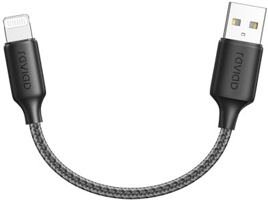 RAVIAD iPhone Ladekabel Kurz, 15CM Lightning Kabel MFi Zertifiziert Nylon iPhone Kabel Kompatibel für iPhone 14 13 12 11 Pro Max Mini XS XR X SE 2020 8 8 Plus 7 7 Plus 6s 6 5s 5- Schwarz