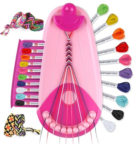 Freundschaftsarmband Selber Machen, Armbänder Basteln Flechtset Knüpf Set für Mädchen 6-12 Jahre, Armbänder Selber Machen, Kreatives ​Bastelset für Kinder 8 -12 Jahre Geburtstagsgeschenk（PinkeRose）