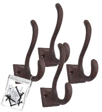 your castle Haken 4er Set Dekorativer Wandhaken Garderobenhaken Kleiderhaken aus Gusseisen, je Haken 11 cm hoch 4 cm breit. Mit Schrauben & Dübeln