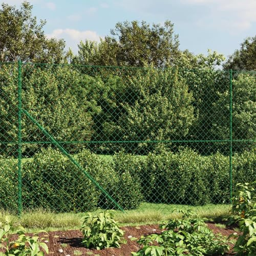 IKAYAA Maschendrahtzaun mit Bodenhülsen Maschendrahtzaun Set 25m Maschendrahtzaun Komplettset 1.4 x 25m Gartenzaun Verzinktem Stahl-Grün-1.4 x 25 m