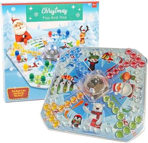Weihnachten Pop Und Hop Würfel Beeindruckend Familie Brettspiel – Festlich Rennen Rund um Die Brettspiel für Kinder & Erwachsene – für 2-4 Spieler Im Alter Von 6+