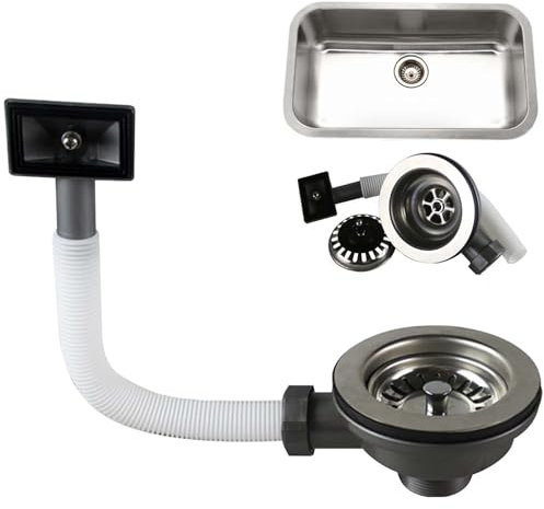Spülbecken Ablaufgarnitur, 114 mm Edelstahl Küchenspüle mit Überlauf, Schüssel Typ Ablauf Abflusssieb