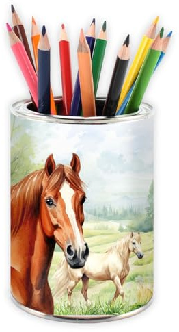 Stiftebecher Pferde - Stifteköcher Stiftehalter Schreibtischorganizer Schreibtisch Büro Stifte Organizer Metall Kinder Mädchen Einschulung Pferd Pony
