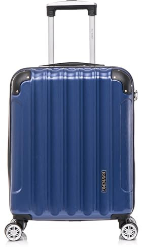 RAYKONG Valise Cabine 55x40x20cm (44L) Polycarbonate - avec Protection dans Les Coins - Serrure integrée - 20 Pouces - (RK04|Bleu Marine)