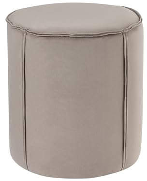 Pouf Hocker Samt beige taupe rund ⌀ 40 cm Polsterhocker 43 cm hoch Sedona