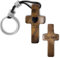 Porte-clés croix en bois naturel fait main - Cadeau personnalisé avec nom - breloque accessoires religieux - cadeau chrétien de foi pour un baptême - Cadeaux personnalisés d'anniversaire pour elle/lui