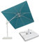 PURPLE LEAF Parasol Déporté 2,5 x 3,5 m Rectangulaire avec Socle, Parasol de Jardin Extérieur Blanc en Aluminium avec Pivotant, Inclinable dans les 2 Sens, Hauteur Réglable, Bleu lac