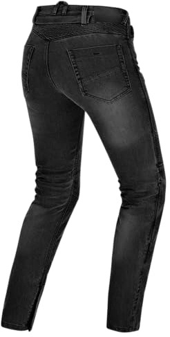 SHIMA Zenith Motorrad Jeans Damen mit Protektoren GFLEXX Knieprotektoren Motorradhose Kurzgrößen Hosen für die Frau Protektorenhose Textilhose Urban Stretch Jeanshose Lang (Frauen, Schwarz, 26/30)